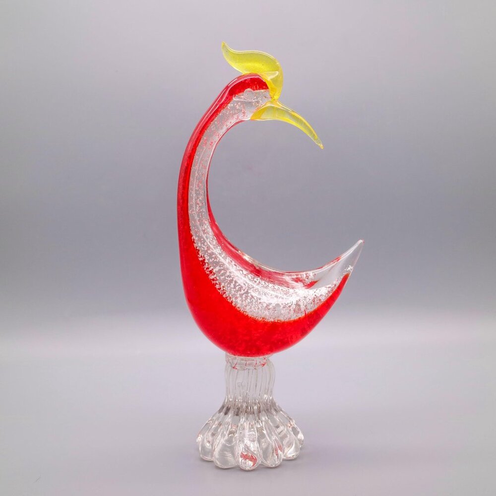 Vintage Murano Glass Heron Bird Egret 10 1/2" Figurine 1970s | Venetian Art